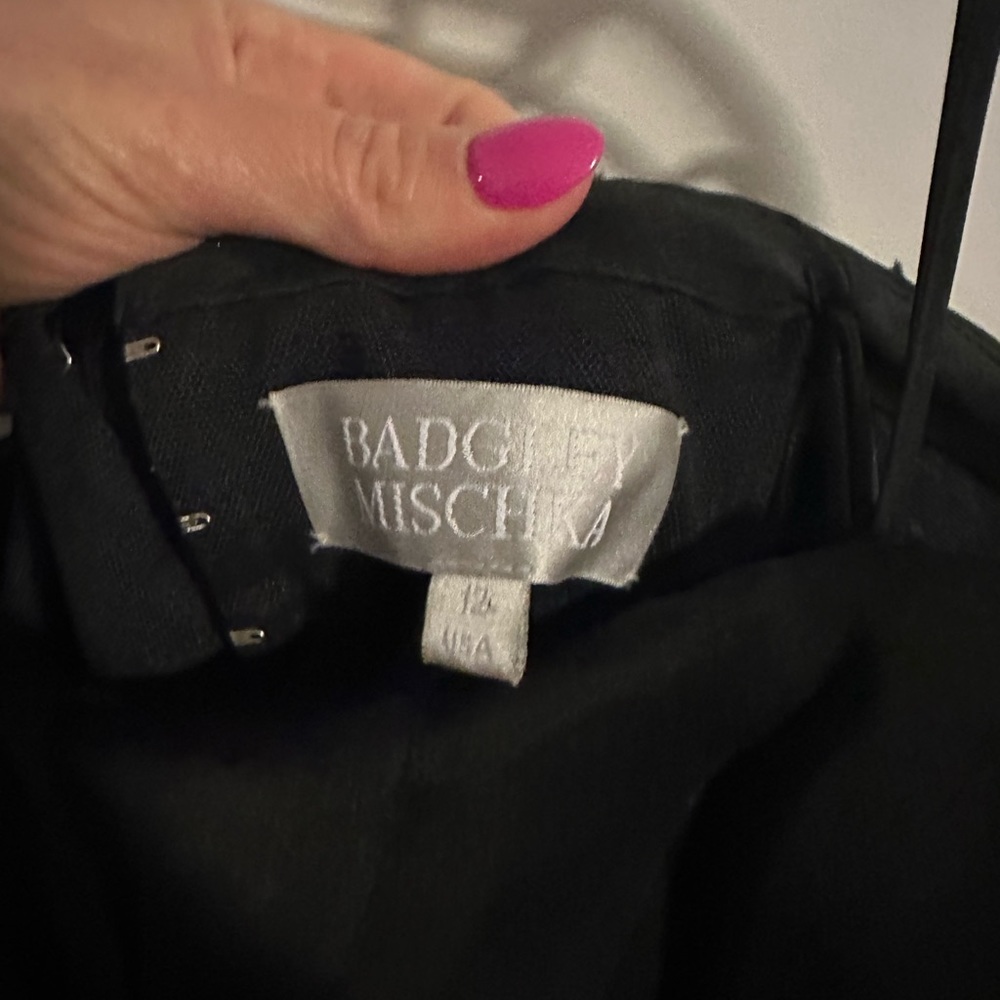 Beautiful black tie formal black dress. Badgley Mischka. See close up for detail
